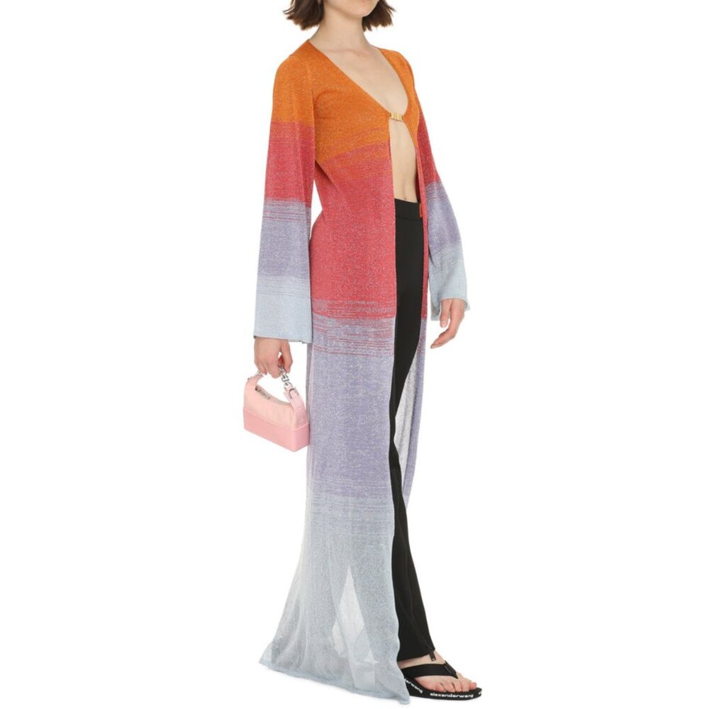 GCDS Lurex Dégradé Knitted Long Cardigan